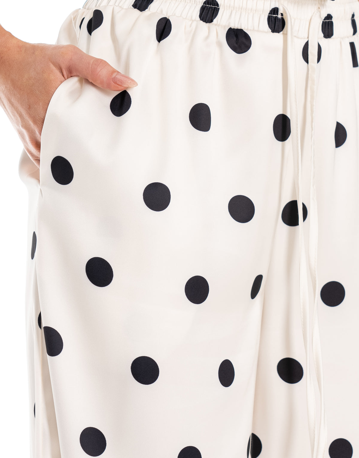 Polka Dot Cami Wide Leg Pant Set - Beige