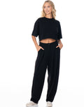 Boxy Crop Tee Wide Pant Lounge Set - Black