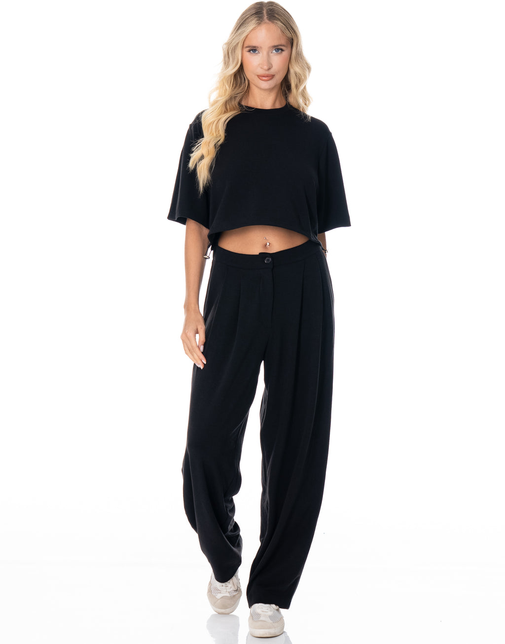 Boxy Crop Tee Wide Pant Lounge Set - Coffee