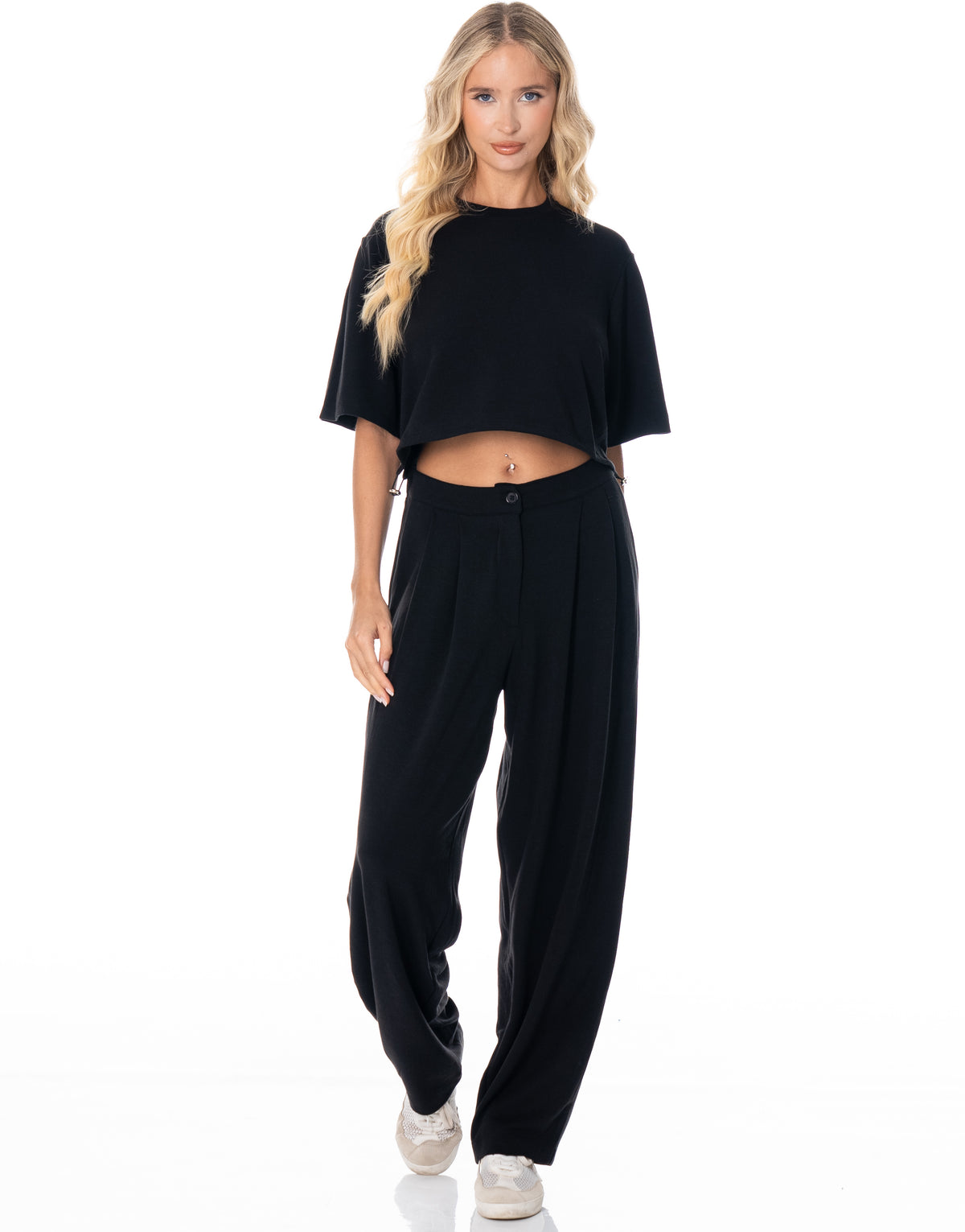 Boxy Crop Tee Wide Pant Lounge Set - Coffee