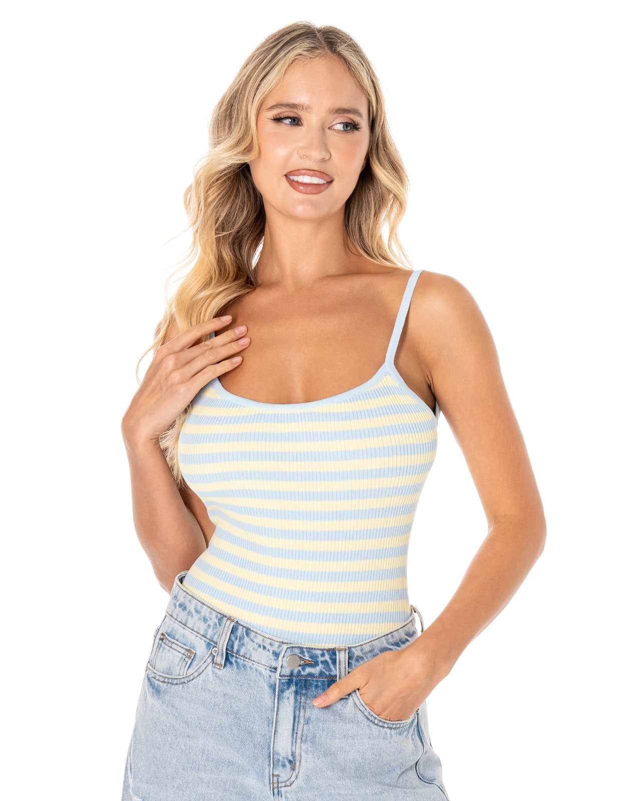 Striped Bodysuit - Light Blue