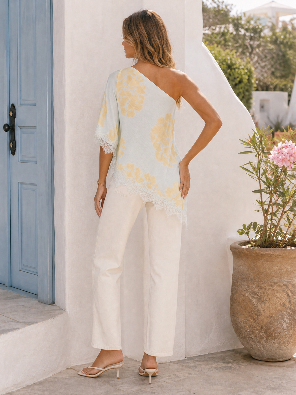 Asymmetrical Poncho Top - Beige