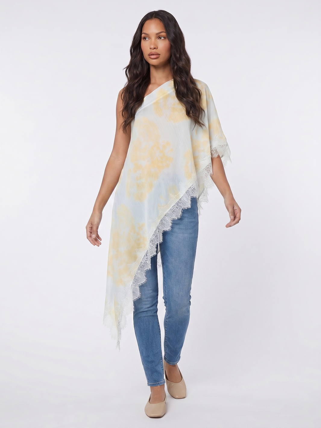 Asymmetrical Poncho Top - Beige