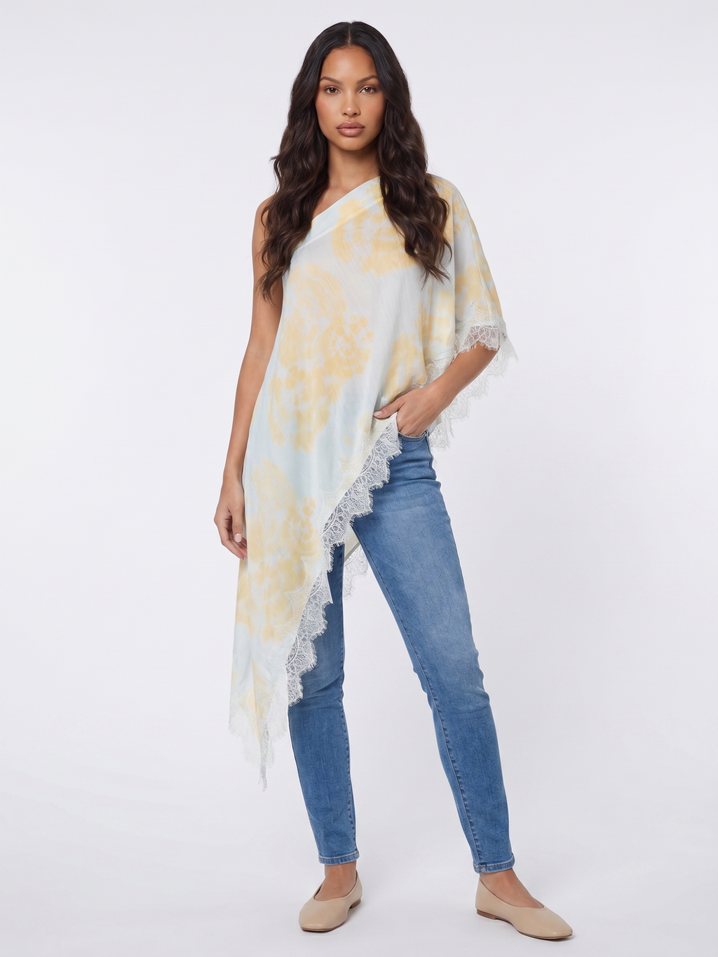Asymmetrical Poncho Top - Beige