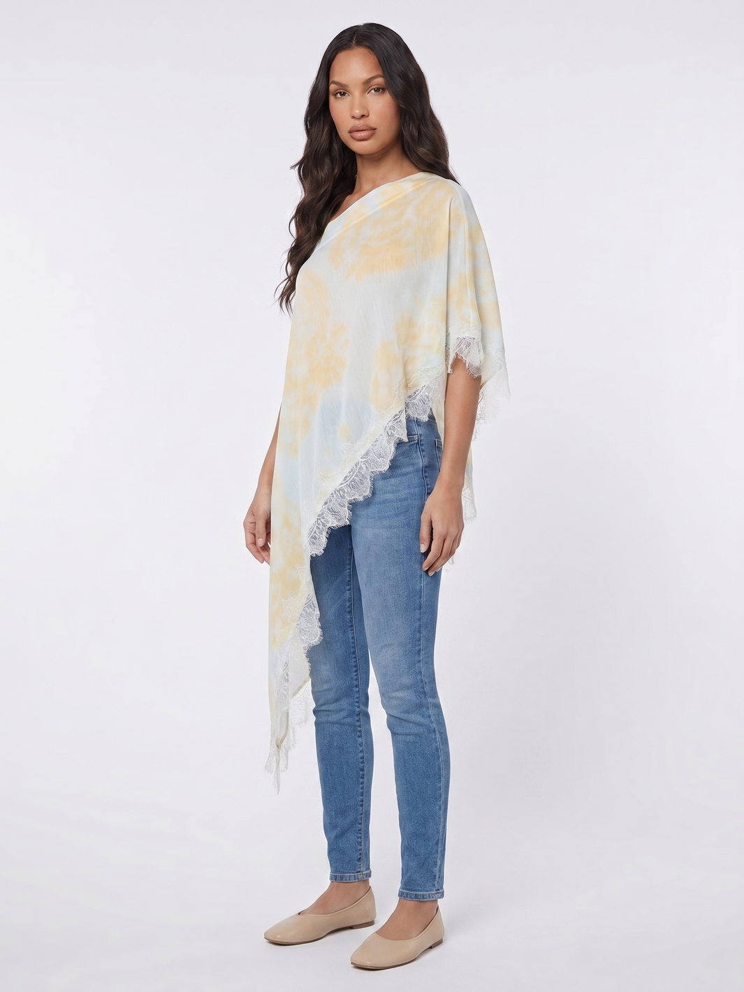 Asymmetrical Poncho Top - Beige