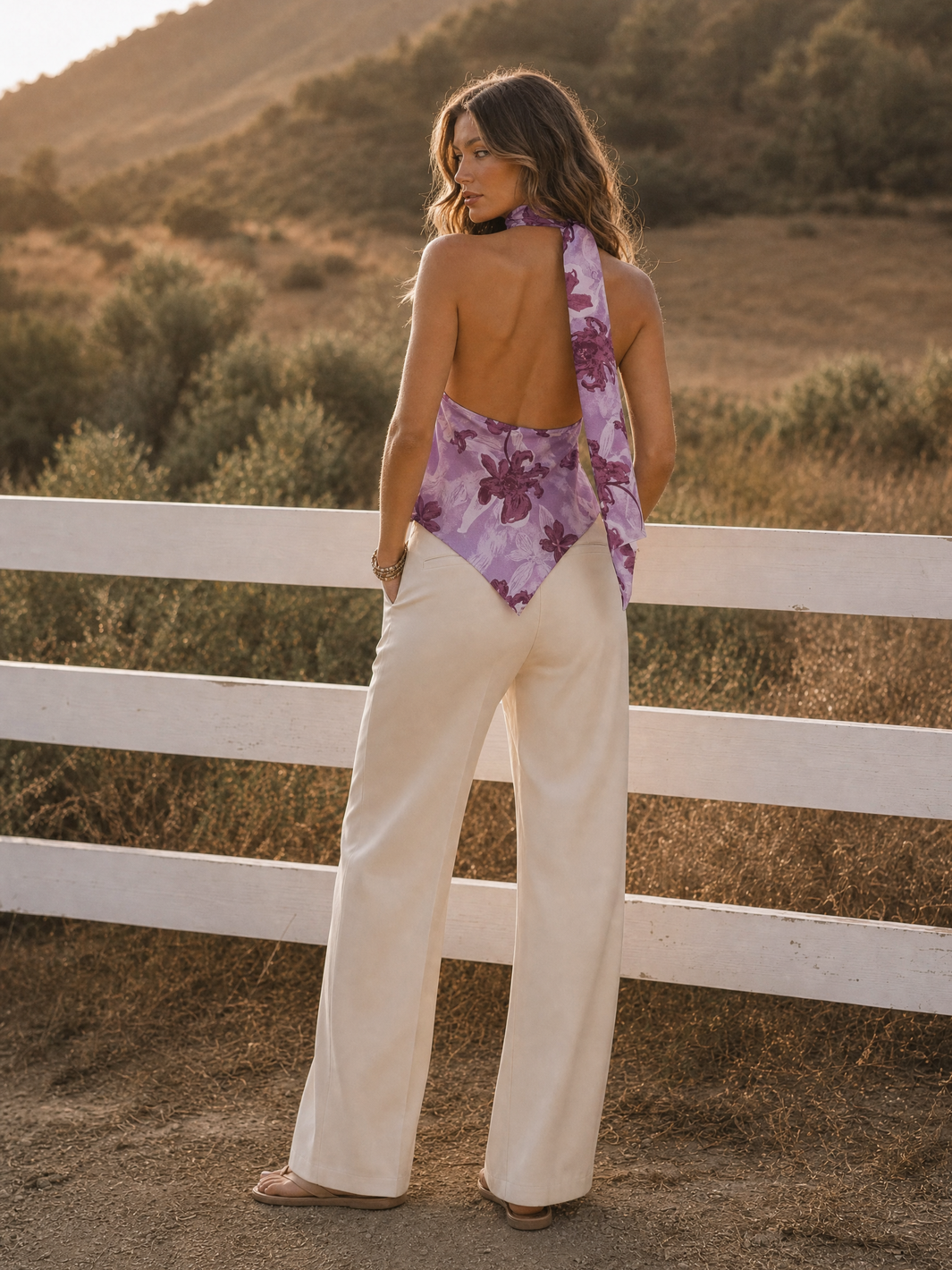 Sleeveless Halter Top - Purple