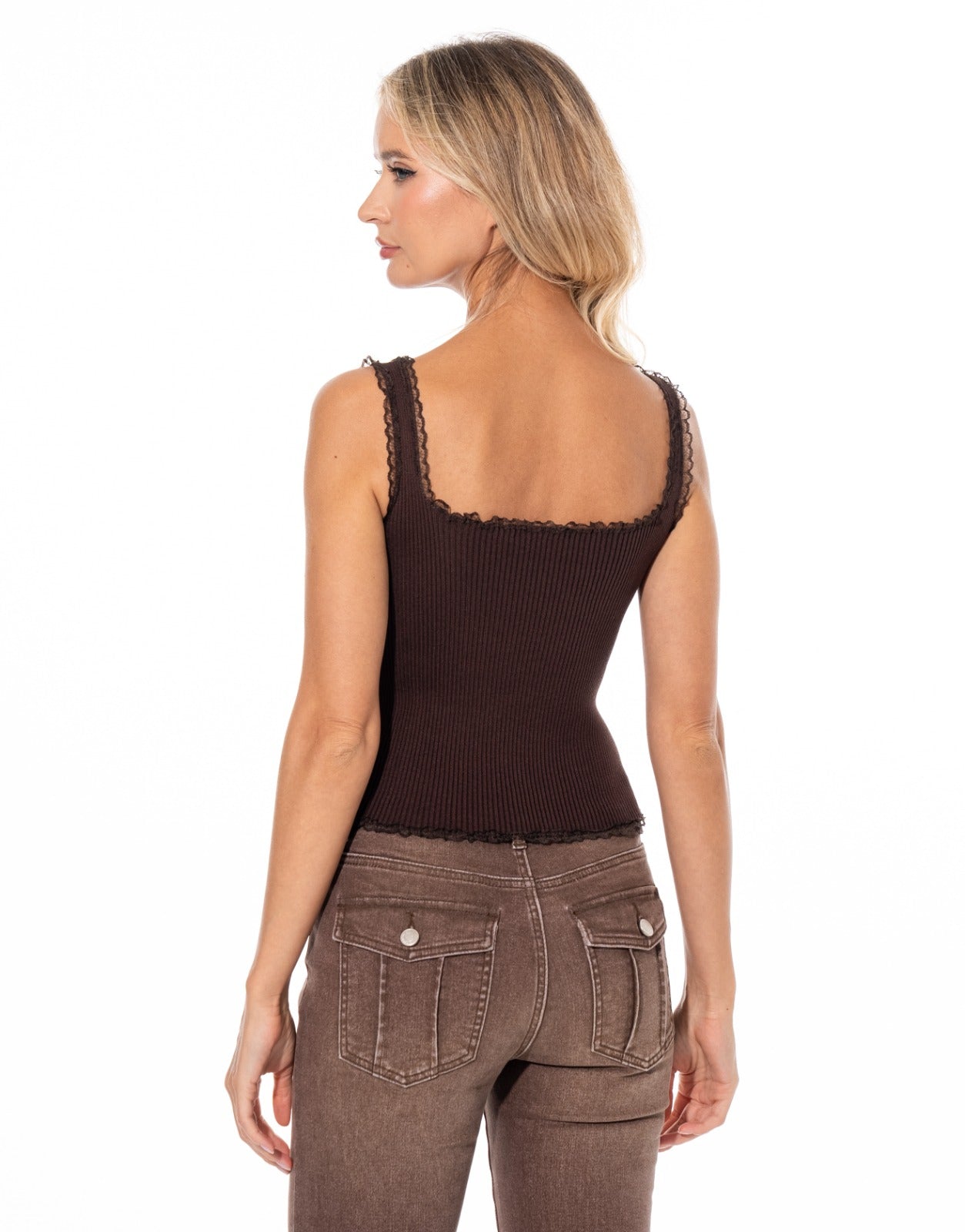 Embroidered Tulip Cami - Brown