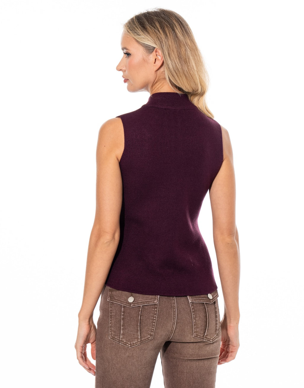 Military Button Vest - Burgundy