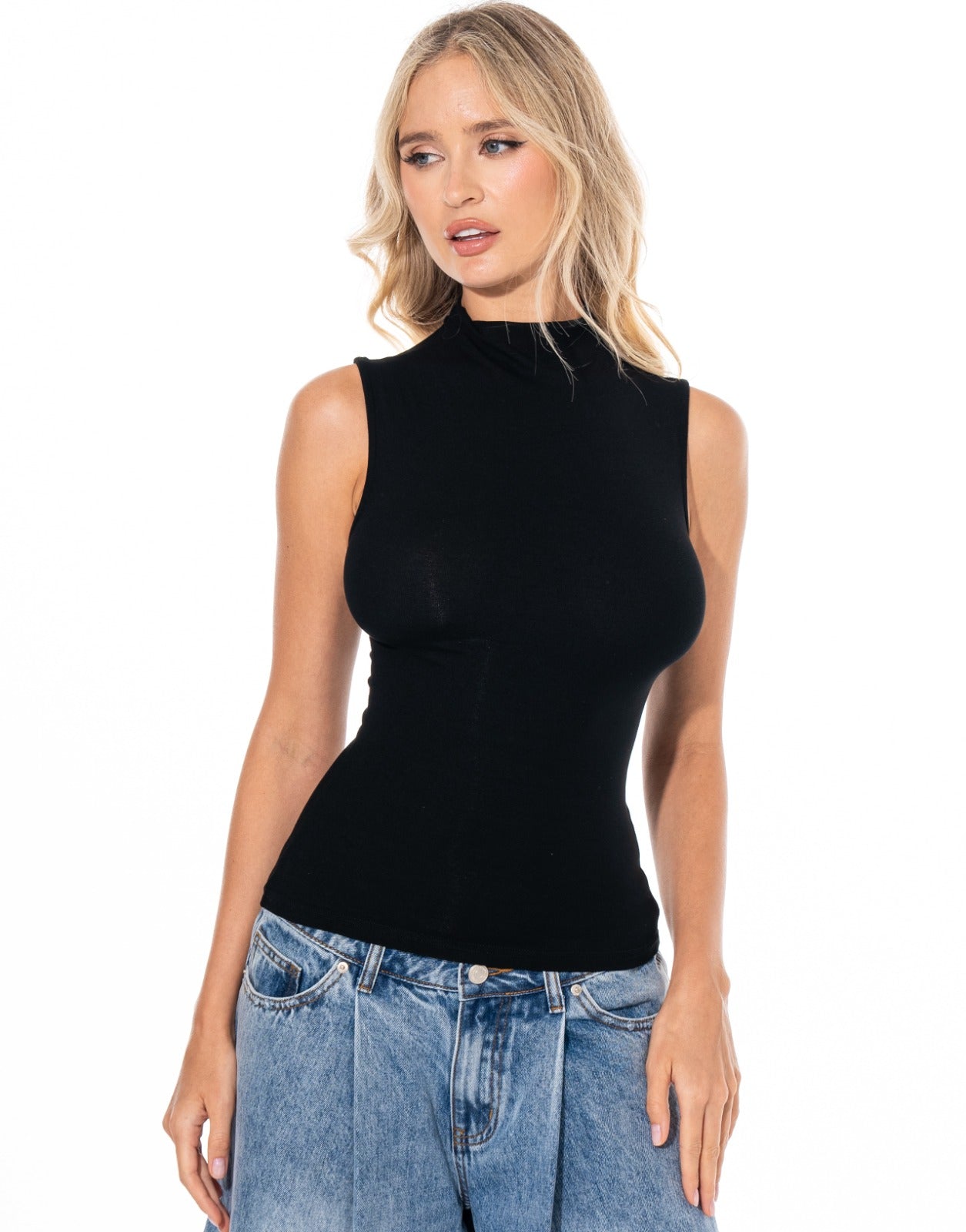 Sleeveless Knit Top - Black