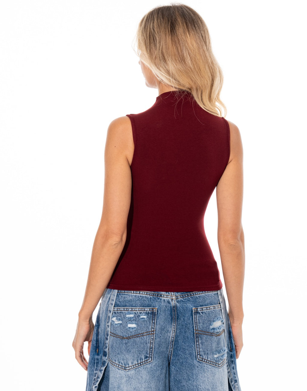 Sleeveless Knit Top - Burgundy