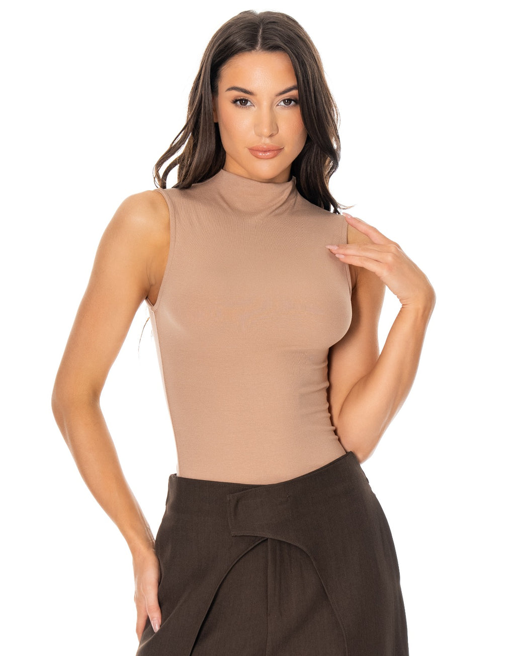 Sleeveless Knit Top - Camel