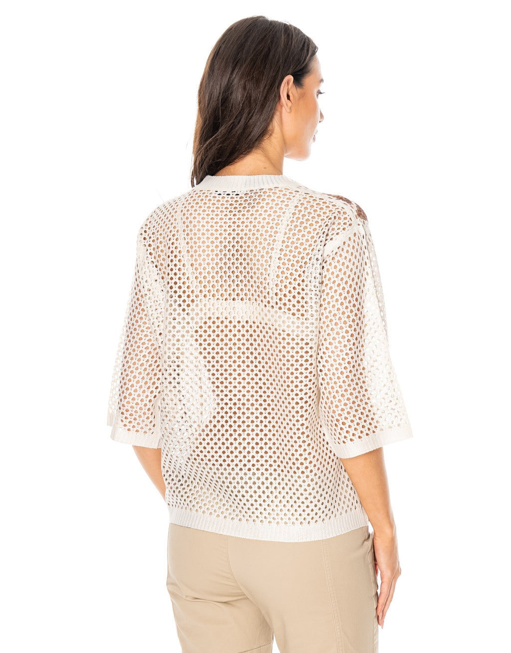 Floral Mesh Tee - Beige
