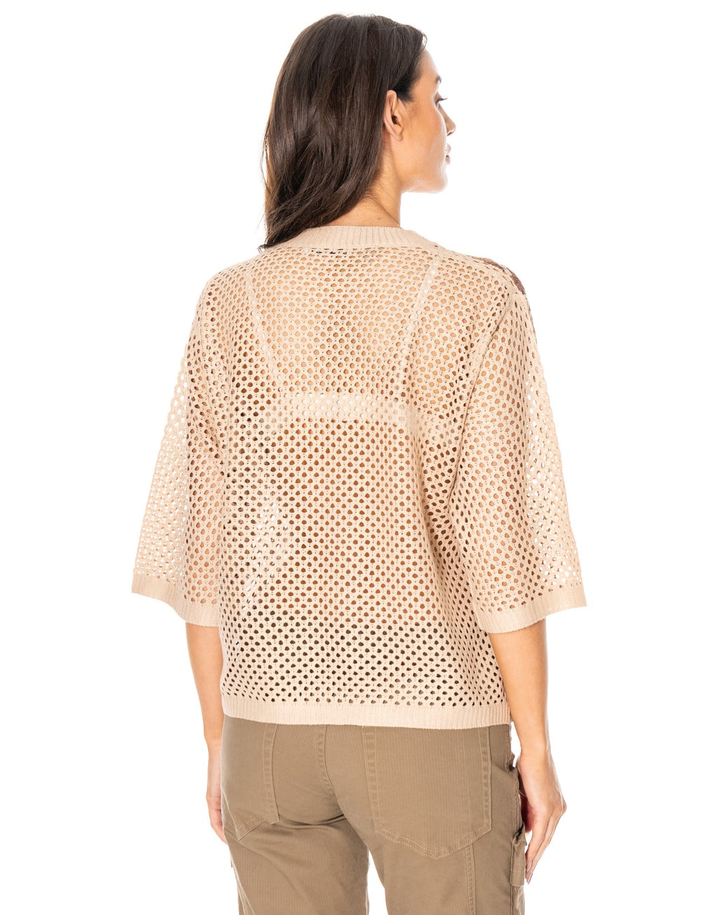 Floral Mesh Tee - Camel