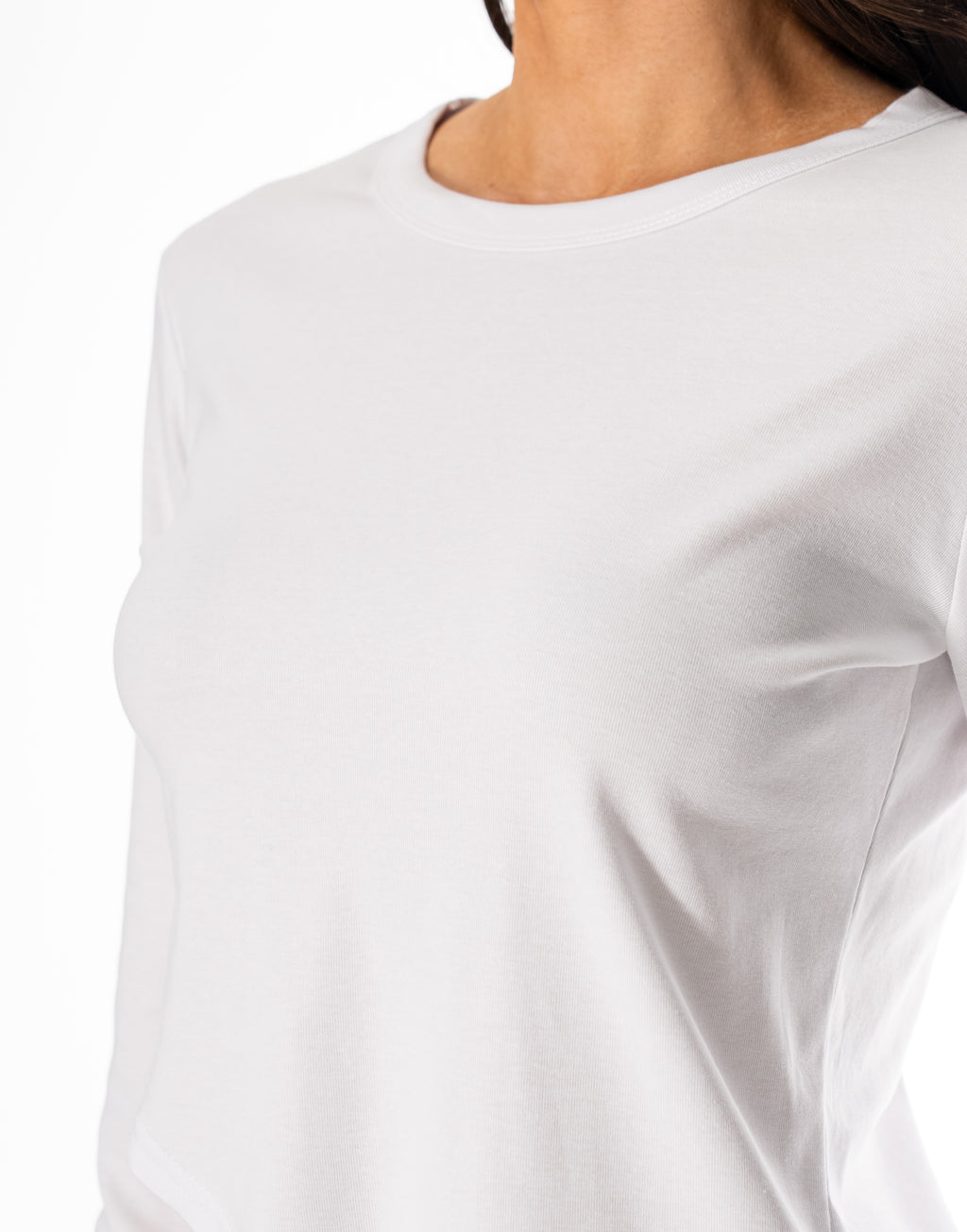 Long-Sleeve Asymmetric Crop Top - White