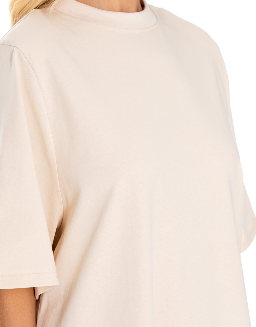 Oversized Cotton Tee Dress - Beige