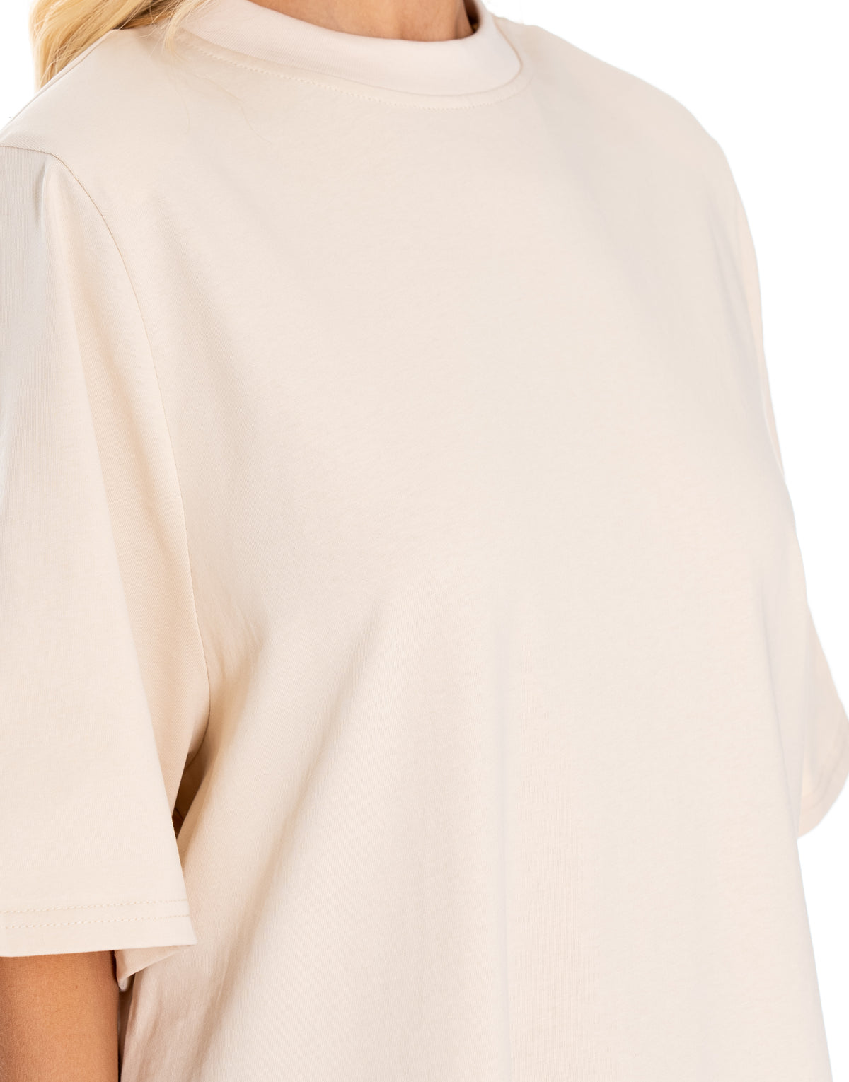 Oversized Cotton Tee Dress - Beige