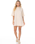 Oversized Cotton Tee Dress - Beige
