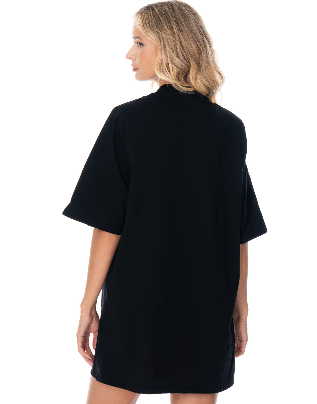 Oversized Cotton Tee Dress - Black