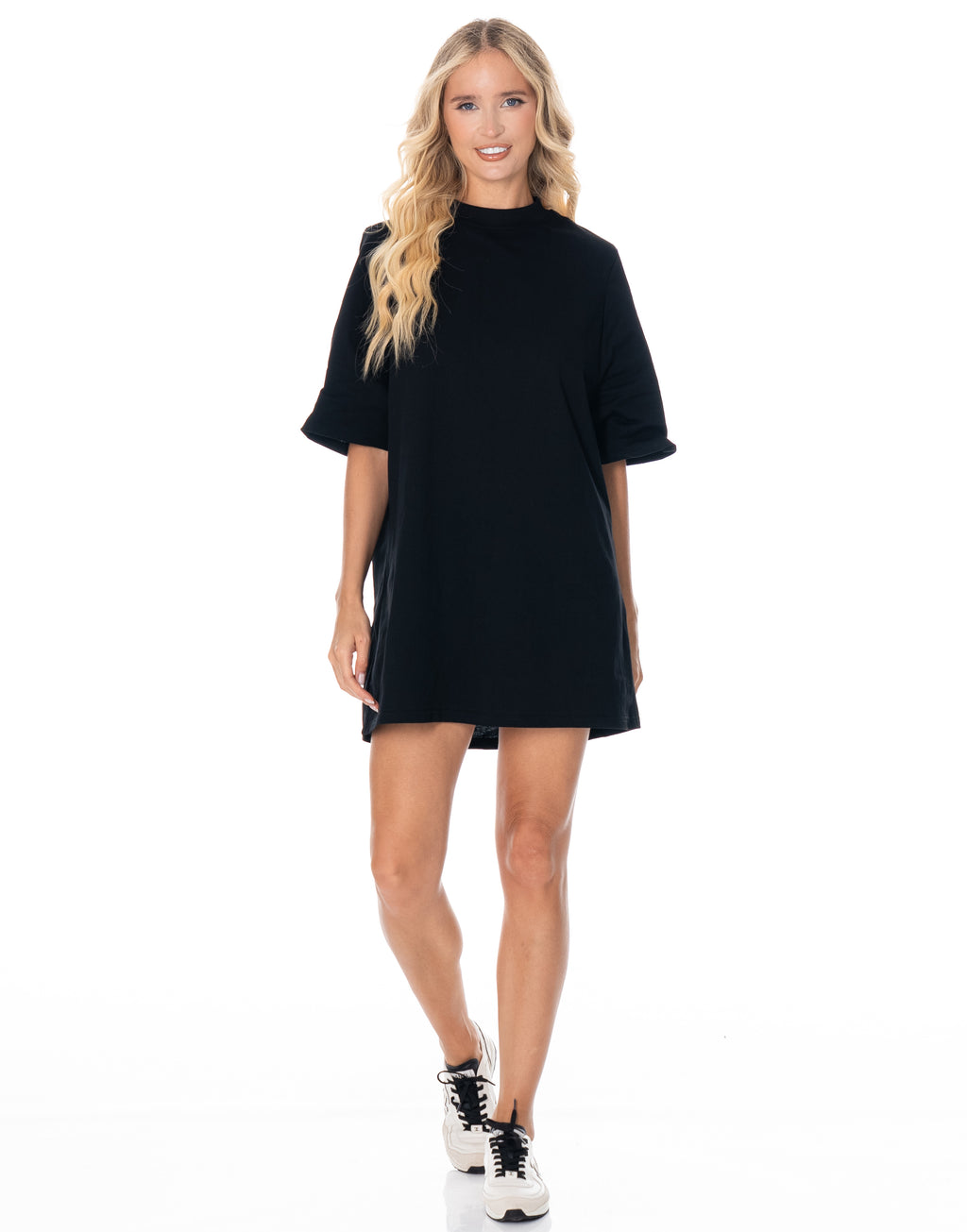 Oversized Cotton Tee Dress - Black