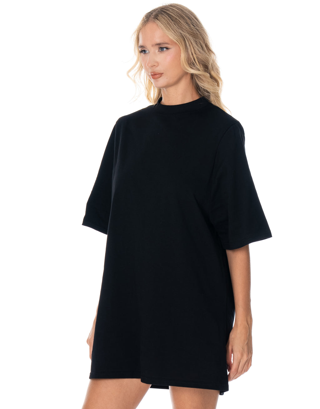 Oversized Cotton Tee Dress - Black