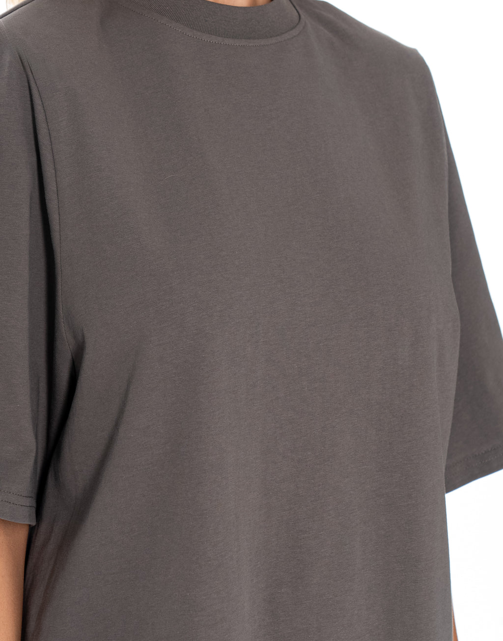 Oversized Cotton Tee Dress - Grey