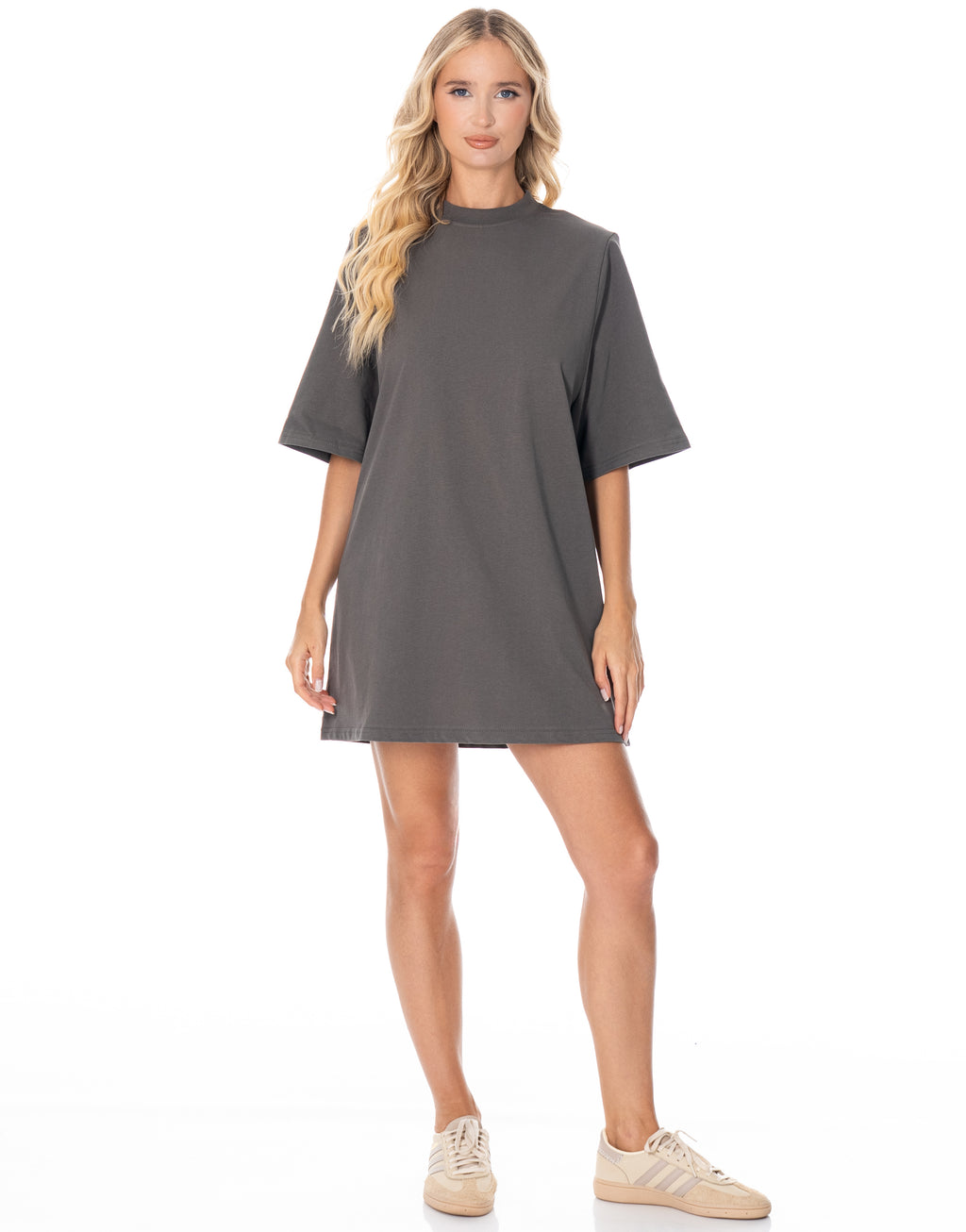 Oversized Cotton Tee Dress - Grey