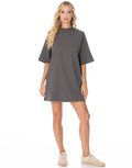Oversized Cotton Tee Dress - Grey