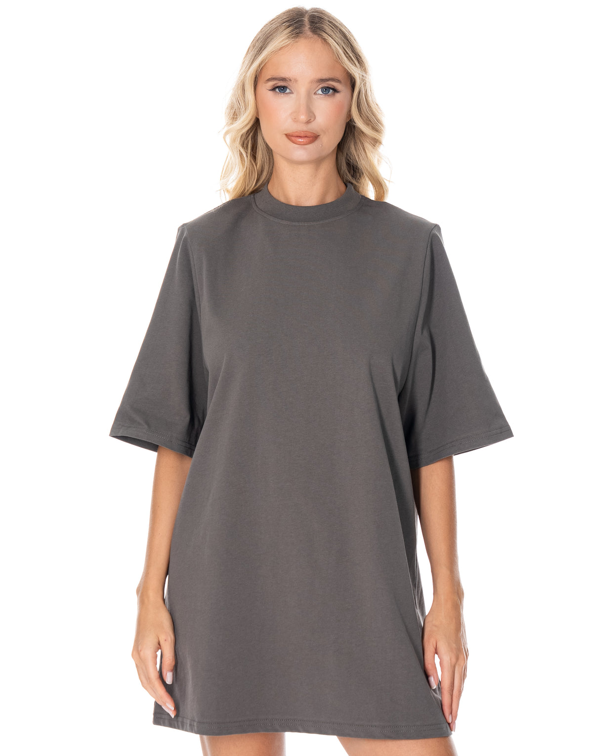 Oversized Cotton Tee Dress - Grey