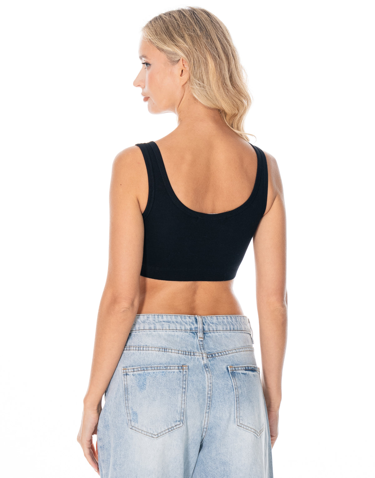 Ribbed Scoop Bralette - Black