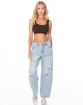 Ribbed Scoop Bralette - Brown