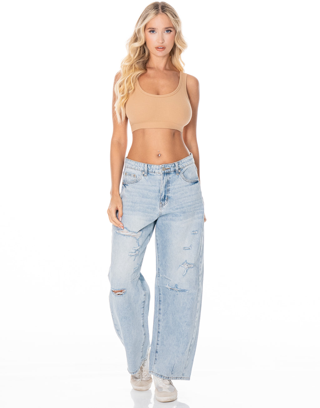 Ribbed Scoop Bralette - Camel