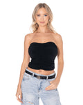 Ruched Strapless Tube Top - Black