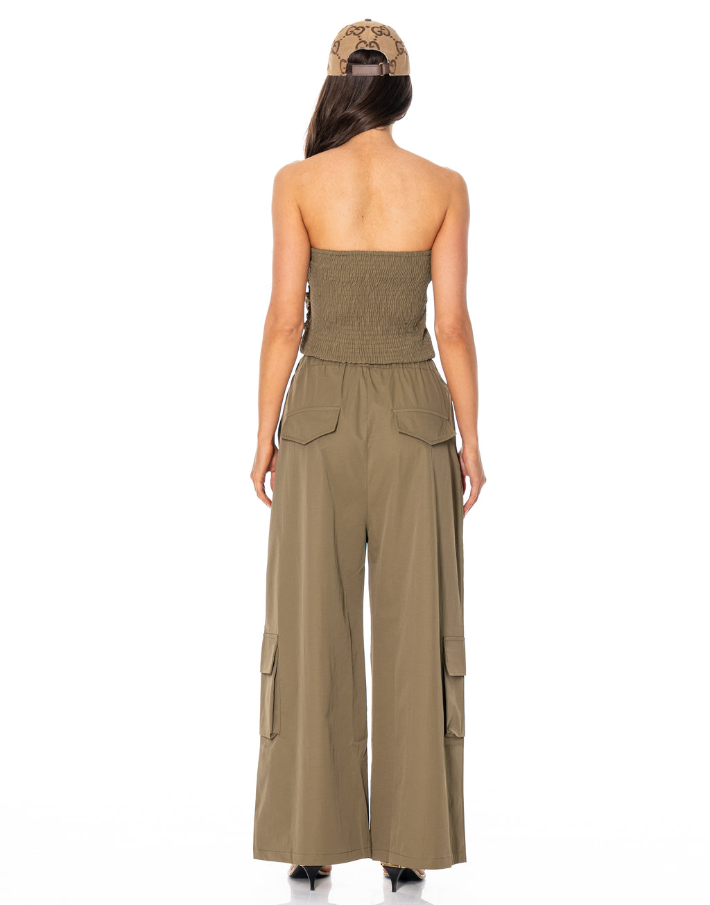 Tube Top And Cargo Pant Set - Green
