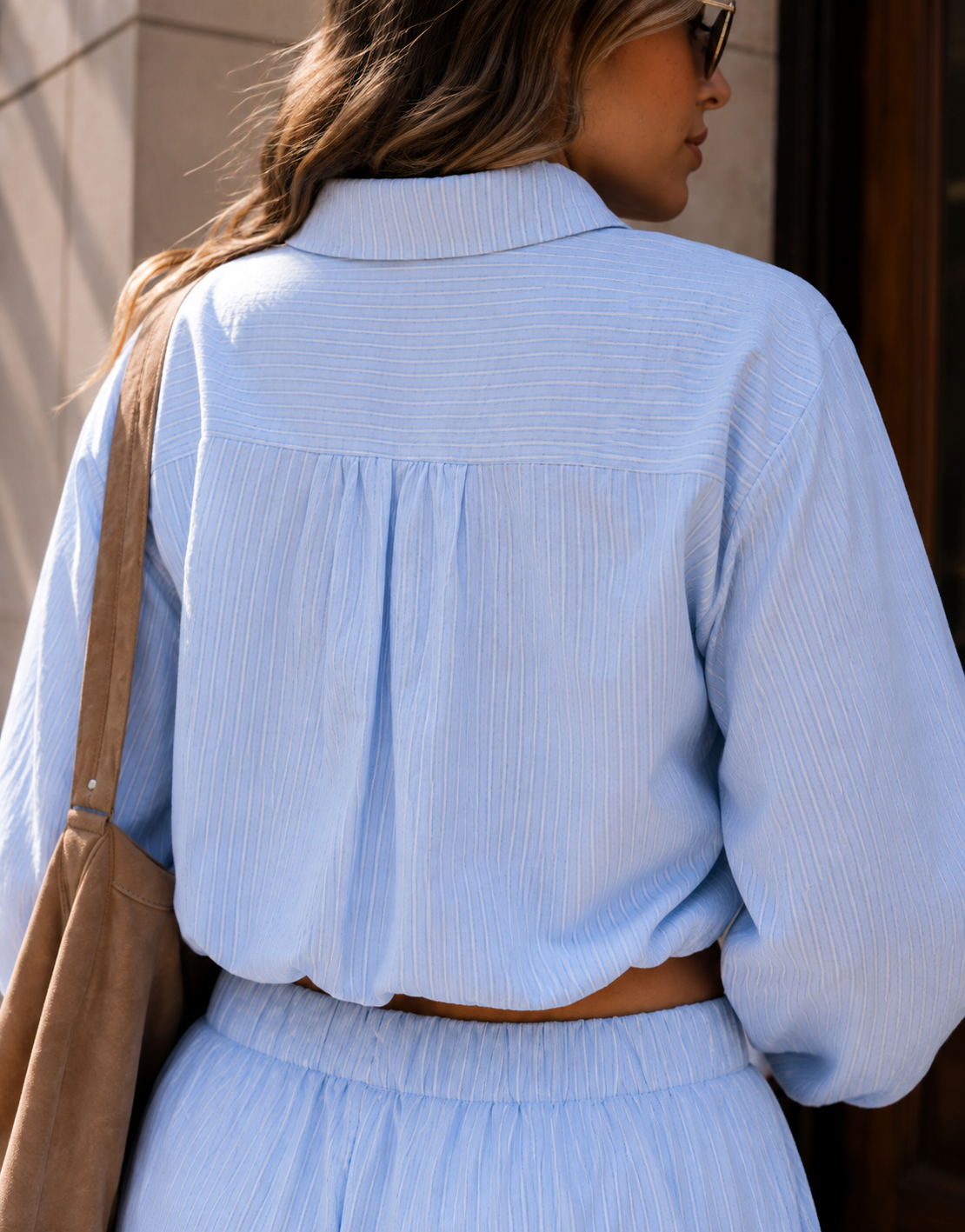 Striped Shirt And Pant Set - Blue