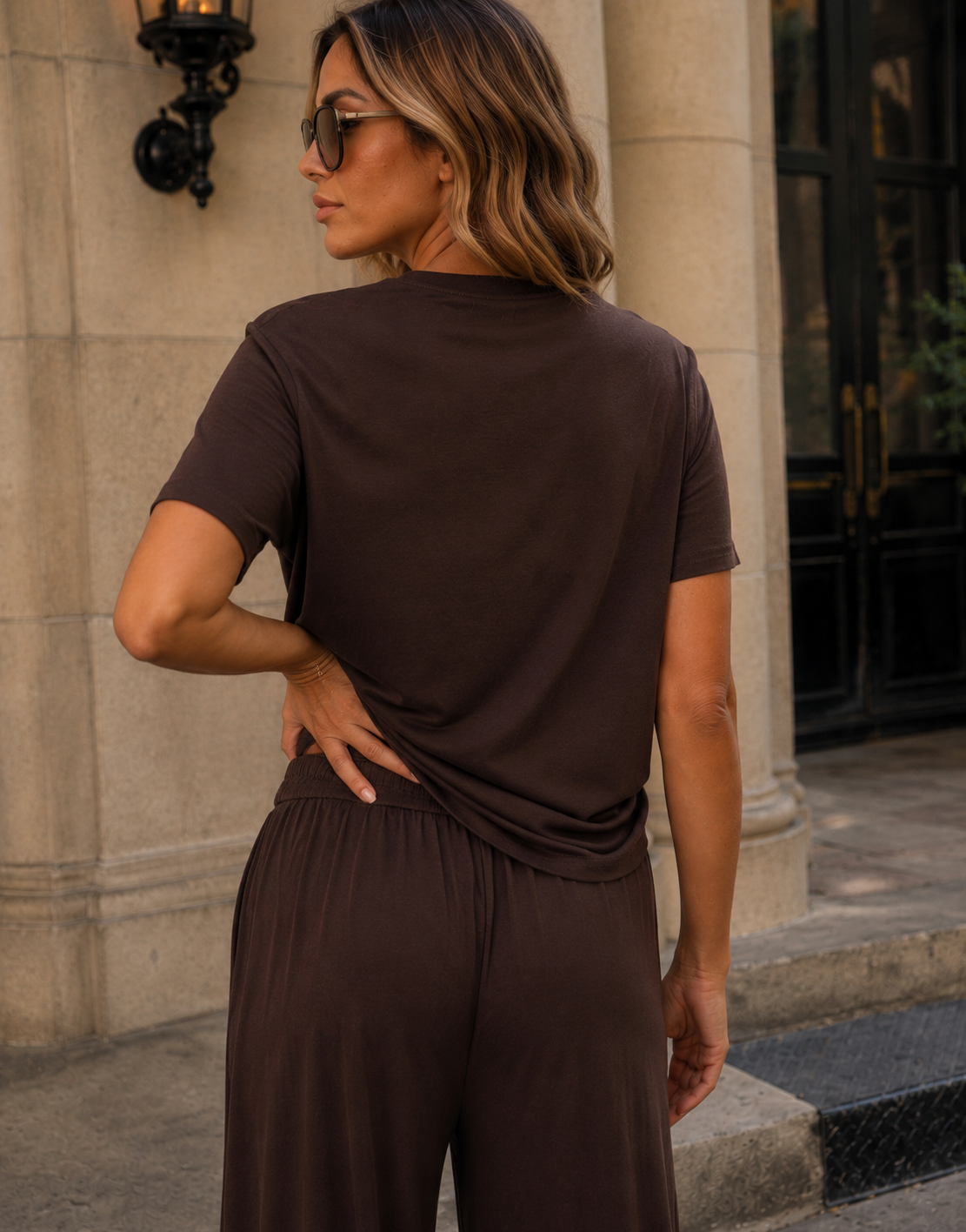 Loungewear Top And Pant Set - Brown