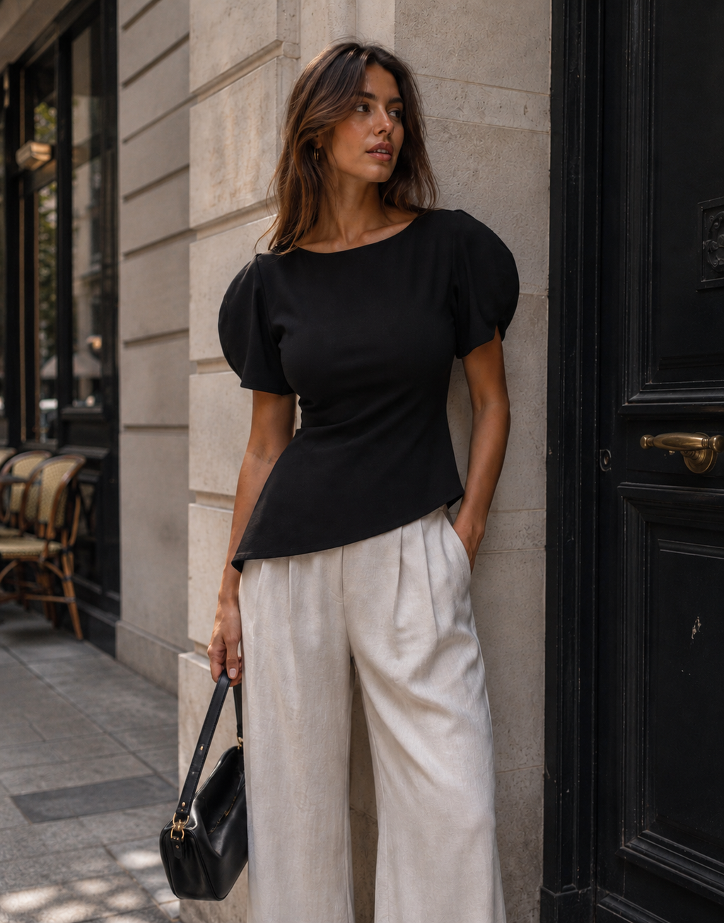 Asymmetrical Knit Top - Black