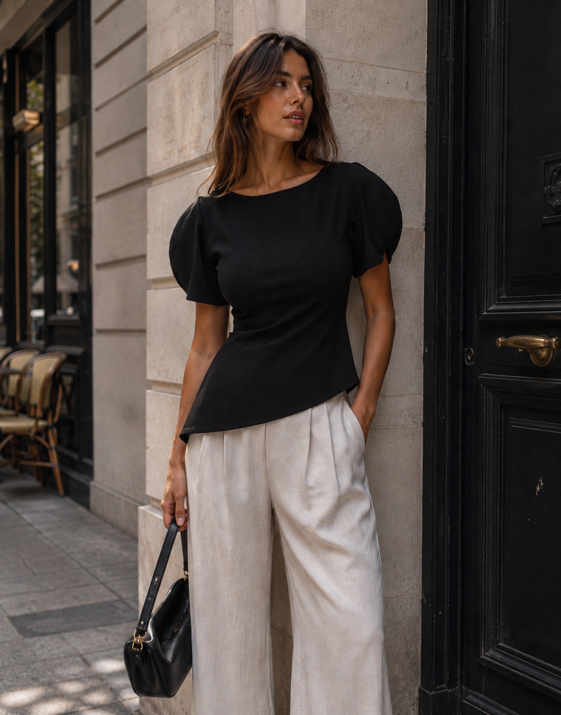 Asymmetrical Knit Top - Black