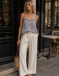 Asymmetric Top With Embroidery Patchwork - Grey