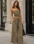 Tube Top And Cargo Pant Set - Green