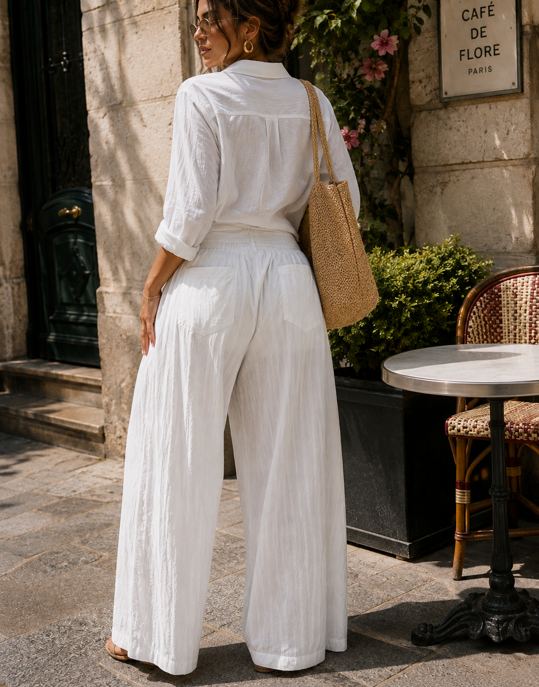 Wide-Leg Balloon Pant - White