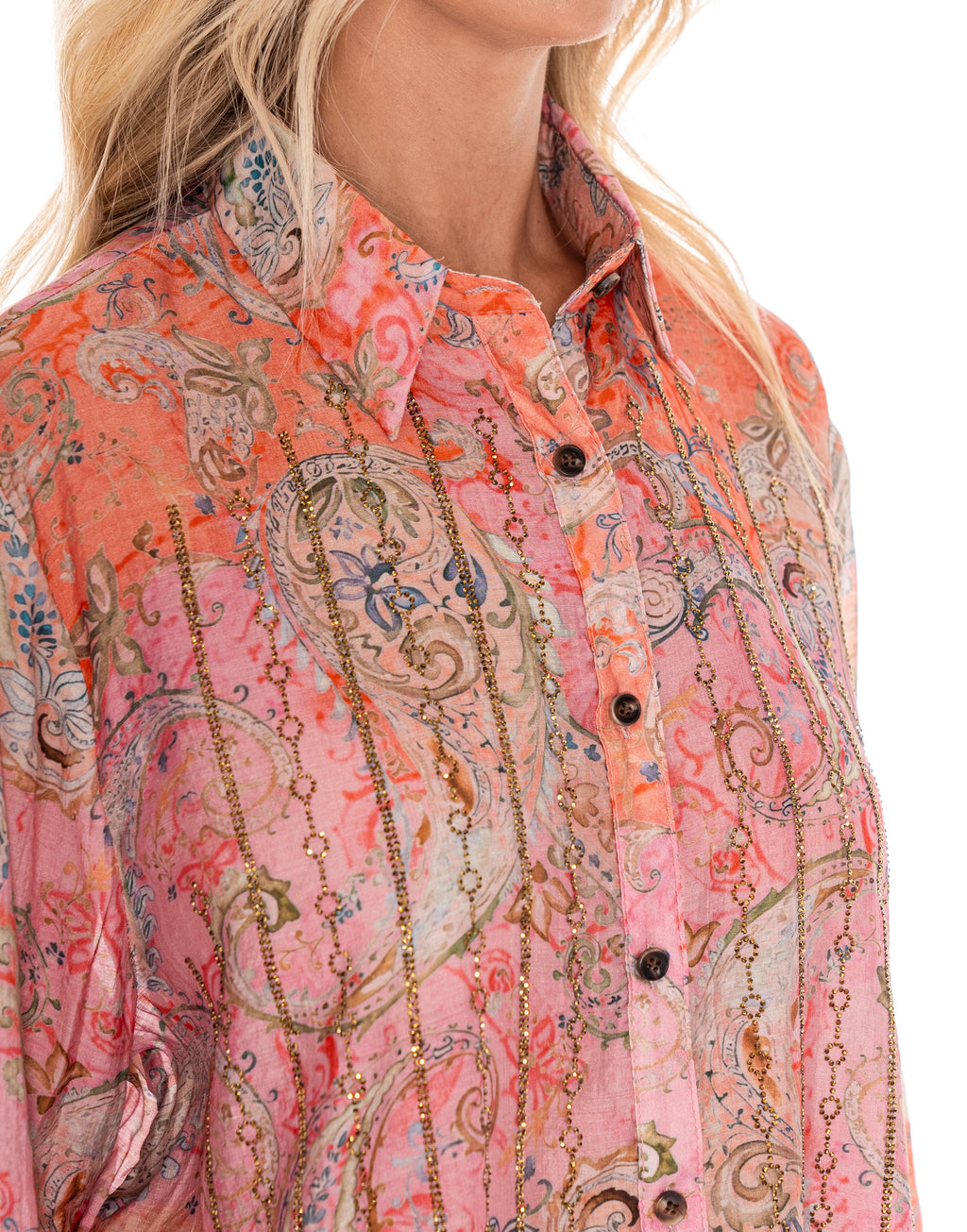Paisley Print Button-Down Shirt - Multi
