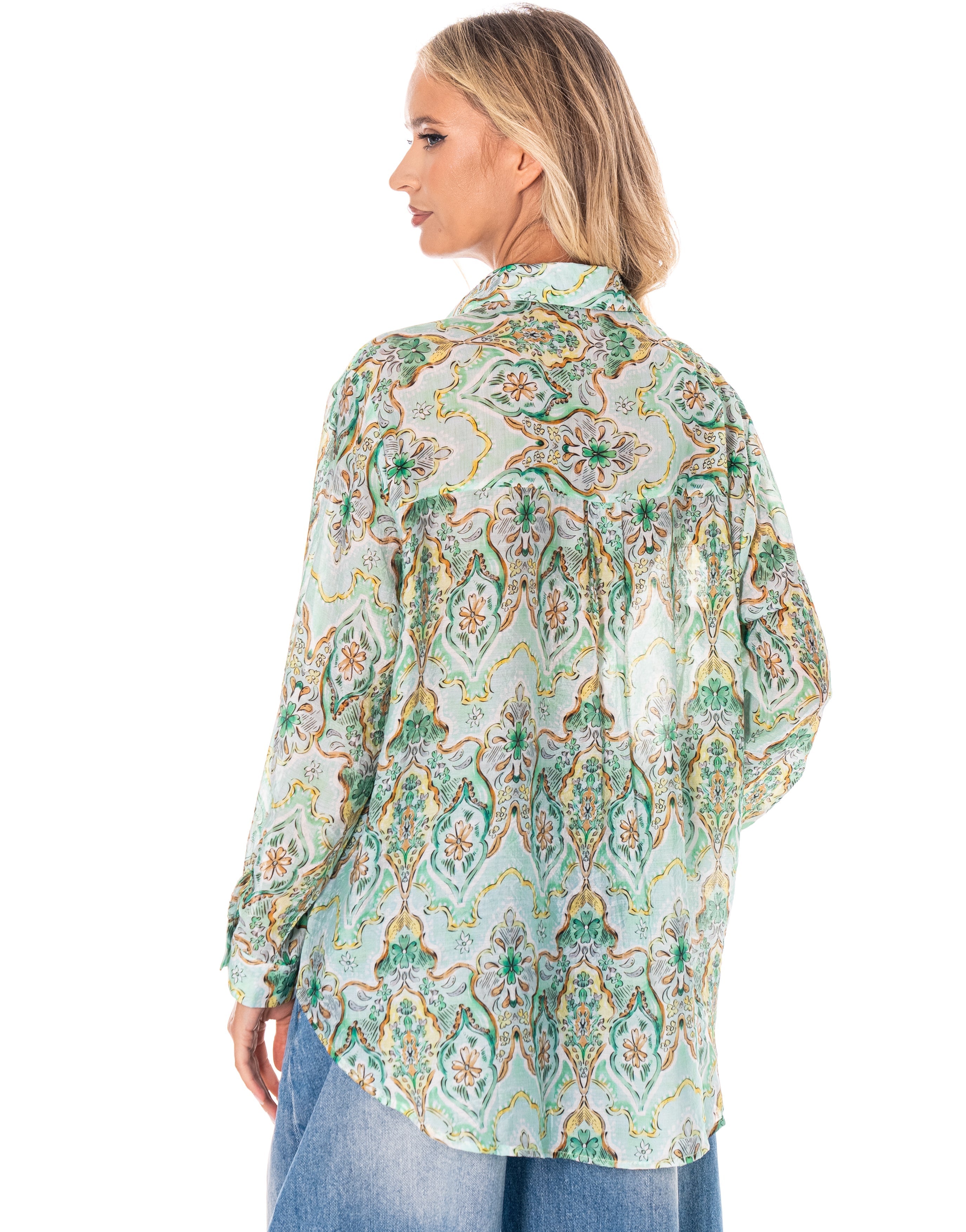 Paisley Printed Button-Down Shirt - Green