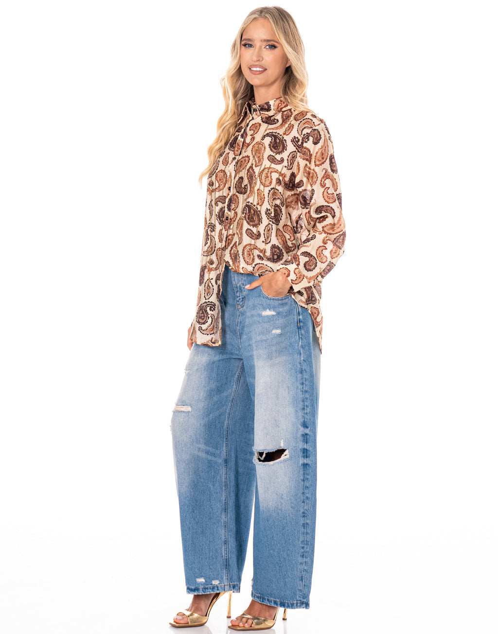 Paisley Long-Sleeve Blouse - Multi