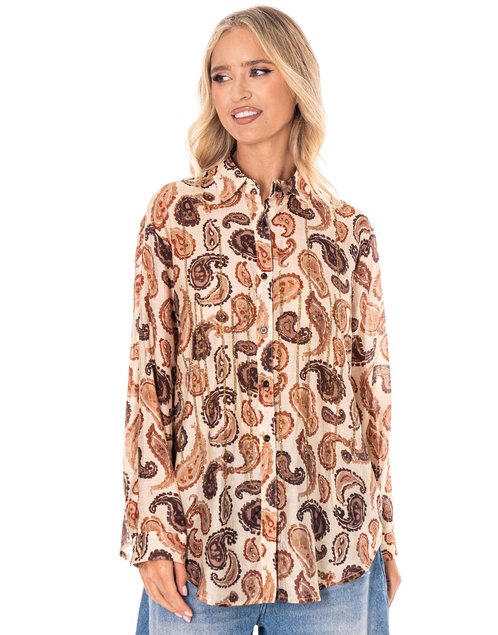 Paisley Long-Sleeve Blouse - Multi