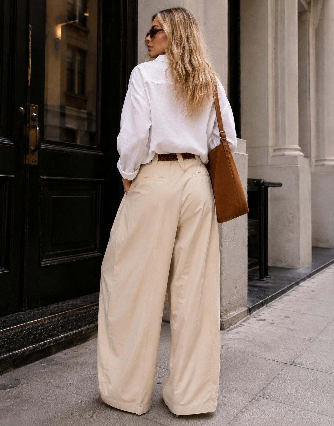 Linen Belted Balloon Pant - Apricot