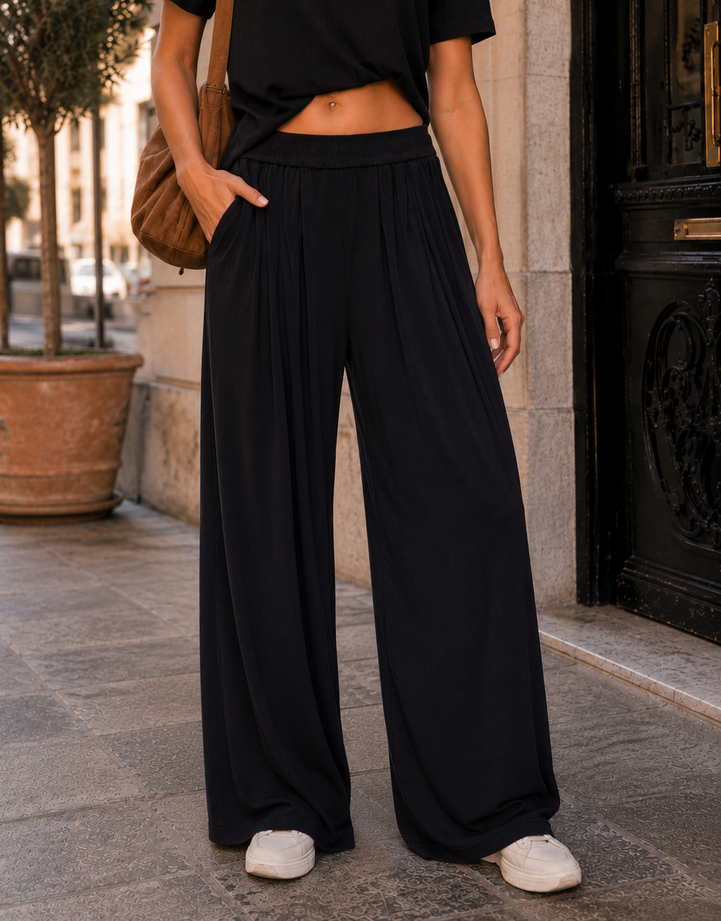 Loungewear Top And Pant Set - Black