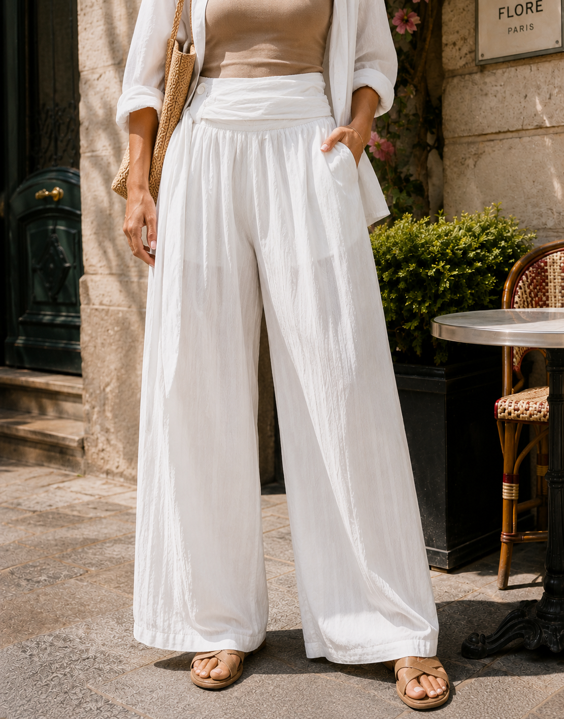 Wide-Leg Balloon Pant - White
