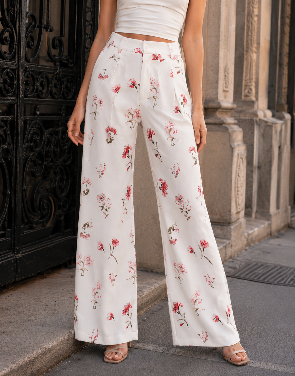 Floral Blazer Matching Set - White