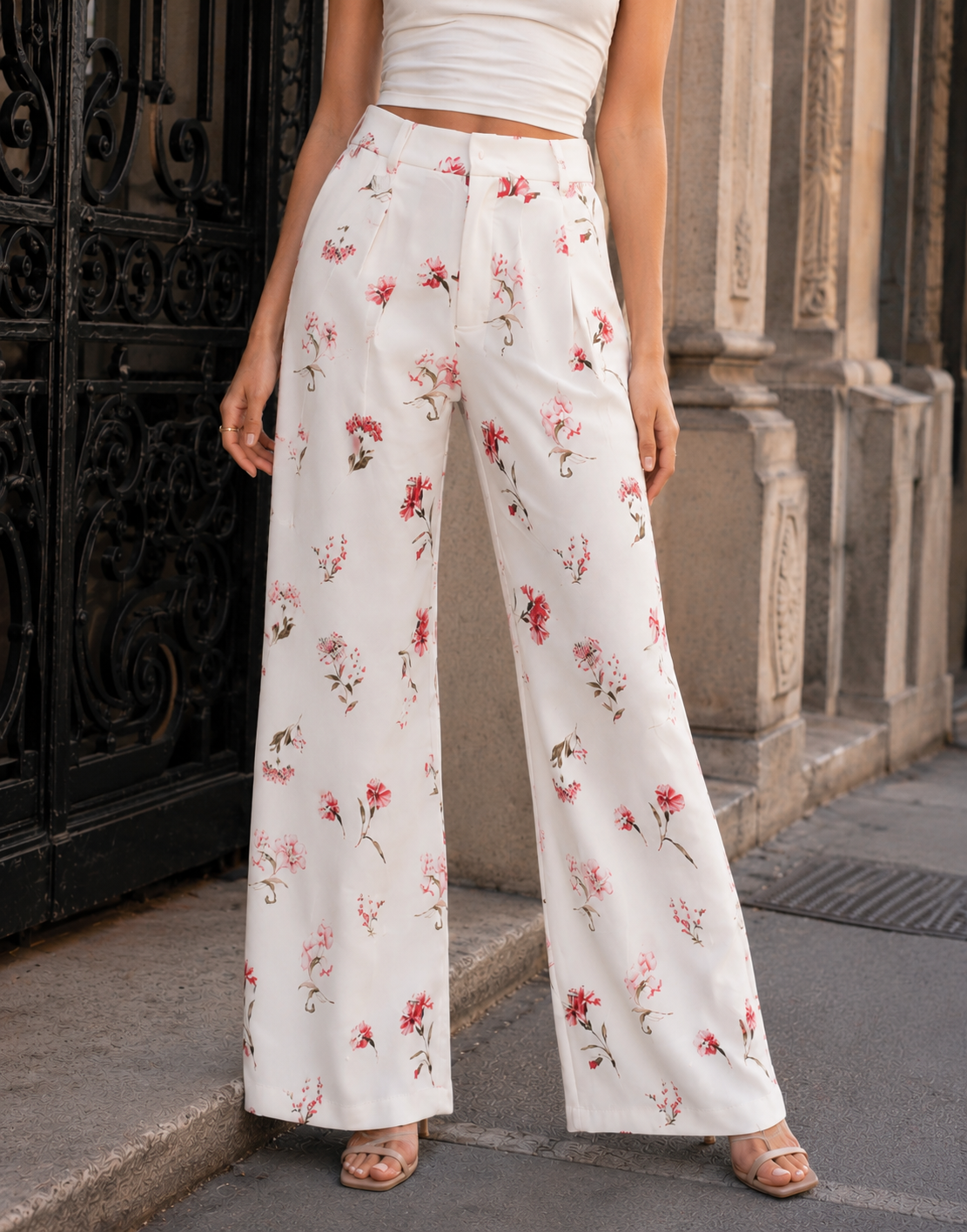 Floral Blazer Matching Set - White