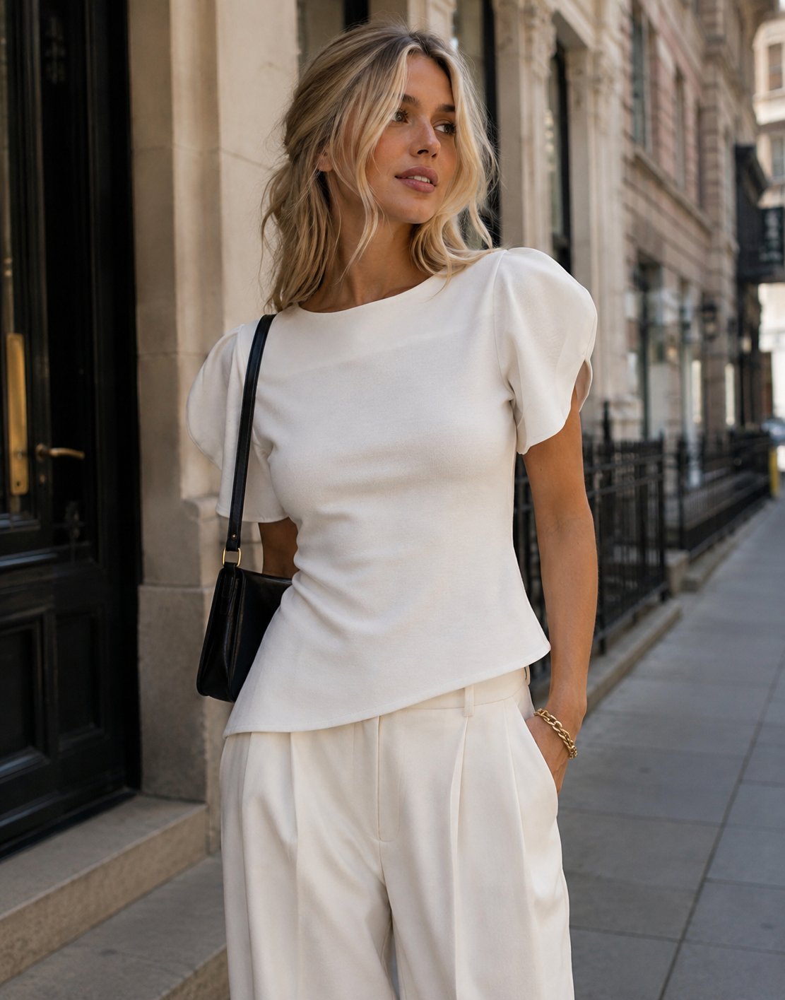 Asymmetrical Knit Top - White